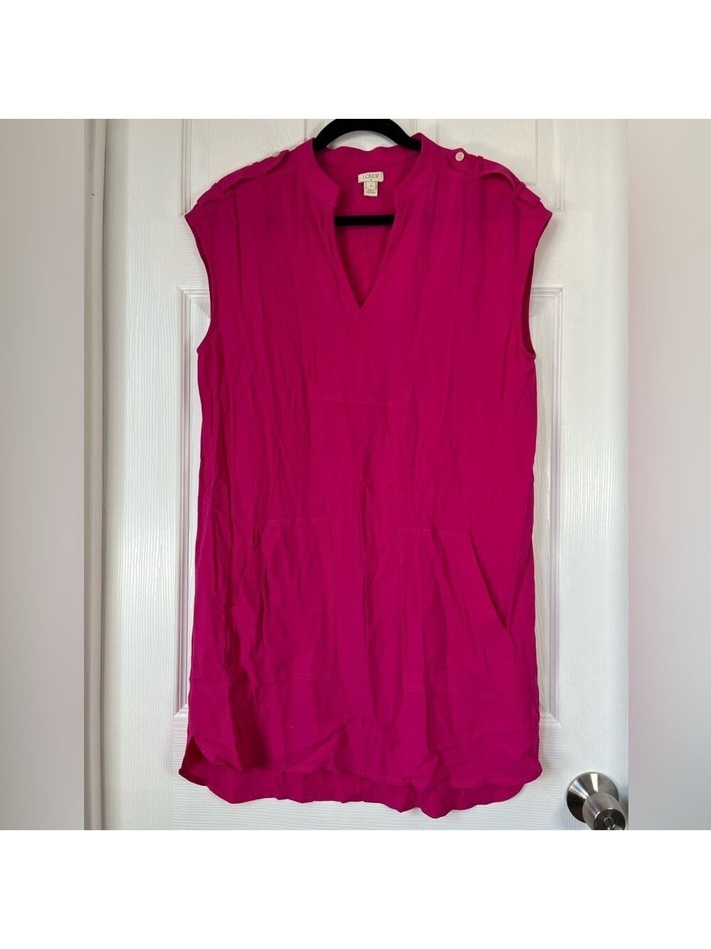 J. Crew pocket front shift dress in fuchsia size S